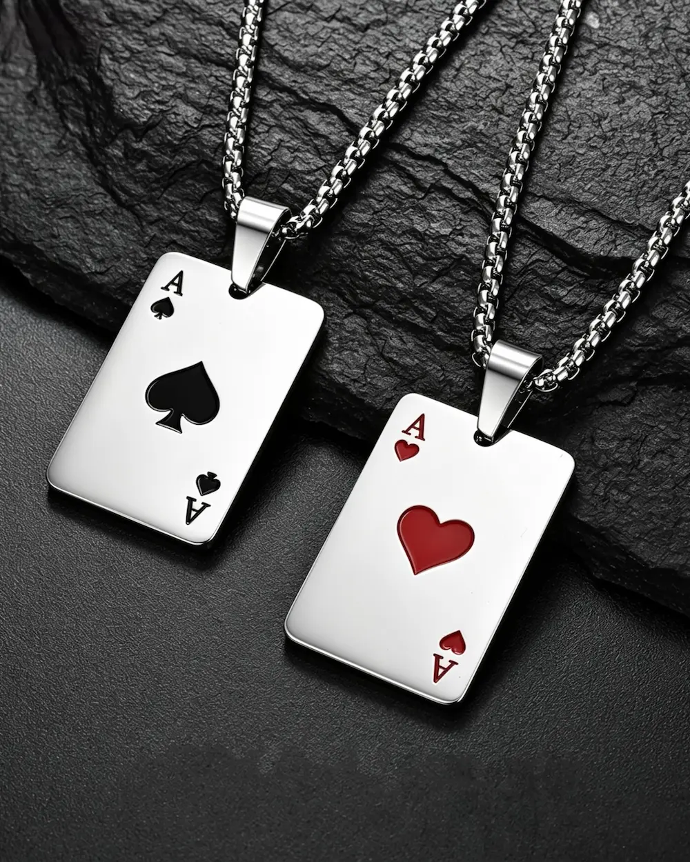 Ace of Style Titanium Steel Polishing Enamel Necklace